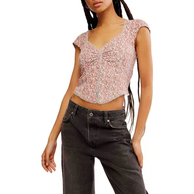 Free People Faye Floral Crop Top In Grey Combo