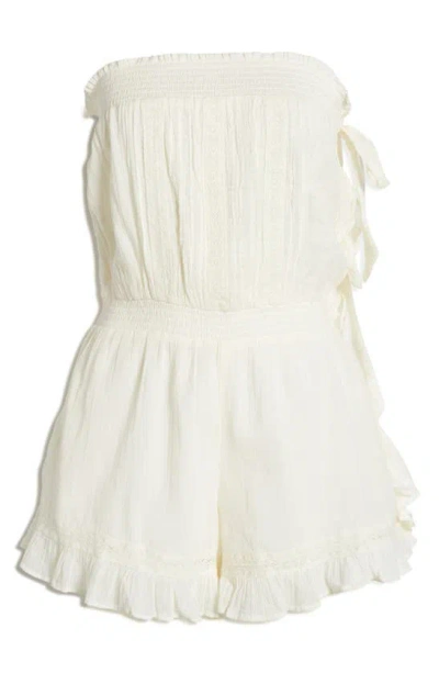 Free People Feelin' Fancy Strapless Cotton Romper In White