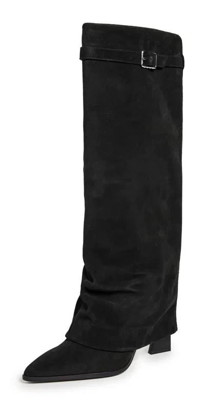 Free People Felicity Fold Over Boots Black Suede