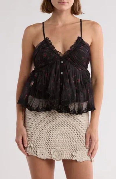 Free People Femme Fatale Floral Camisole In Black Combo
