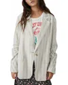 Free People Fern Stripe Oversize Linen Blend Blazer In Beige