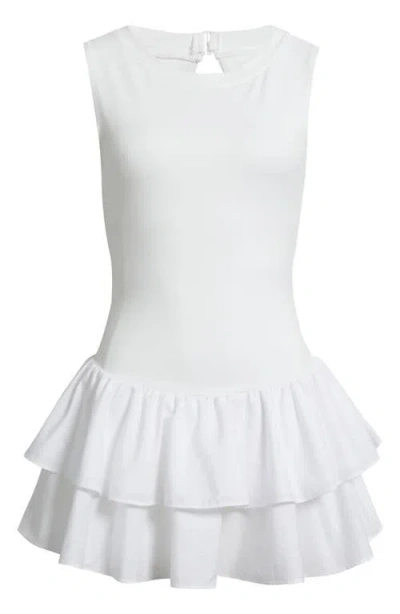 Free People Field Day Tiered Ruffle Jumpsuit In White