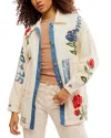 Free People Field Of Roses Embroidered Denim Jacket