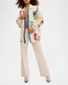 Free People Field Of Roses Embroidered Denim Jacket In Roses By The Dozen
