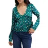 Free People Field Of Roses Satin & Lace Top In Green Combo
