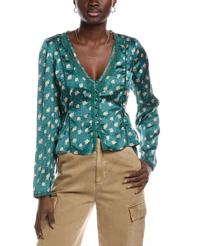 Free People Field Of Roses Top In Green