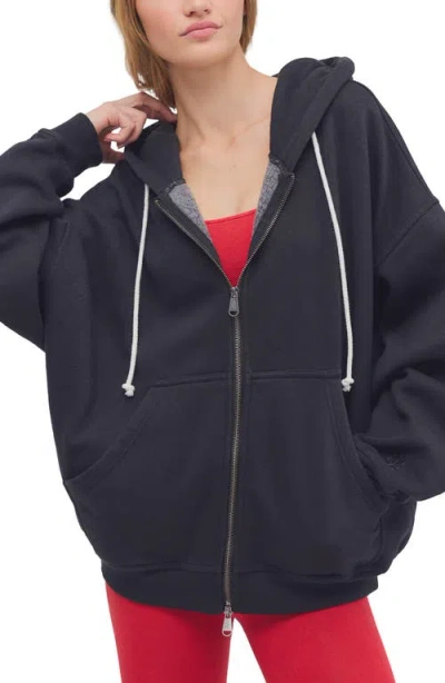 Free People Final Call Full Zip Hoodie In Black