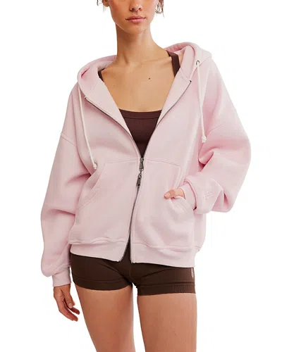 Free People Final Call Zip Up Hooded Sweatshirt In Pink