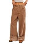 Free People New School Relaxed Straight Leg Cargo Jeans In Tumbleweed