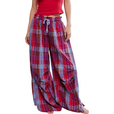 Free People Find The Time Wide Leg Pajama Pants In Red