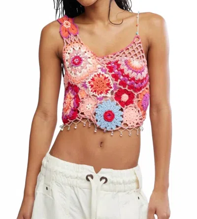 Free People Fiorella Crochet Tank In Pink Solstice Combo In Multi