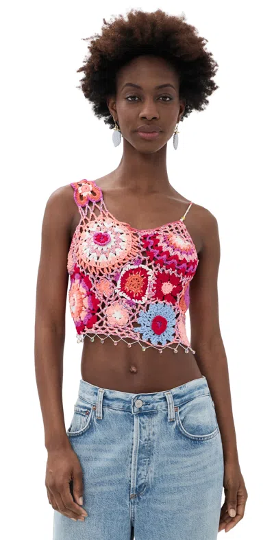 Free People Fiorella Crochet Tank Pink Solace Combo In Multi
