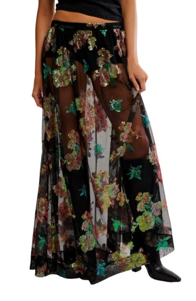 FREE PEOPLE FREE PEOPLE FIORITURA SEQUIN FLORAL SHEER MAXI SKIRT