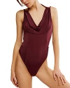 Free People First Choice Cowl Neck Bodysuit In Wild Ginge
