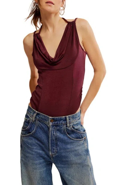 Free People First Choice Cowl Neck Bodysuit In Wild Ginger