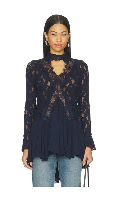 Free People First Crush Lace Tunic In Deeper Iris
