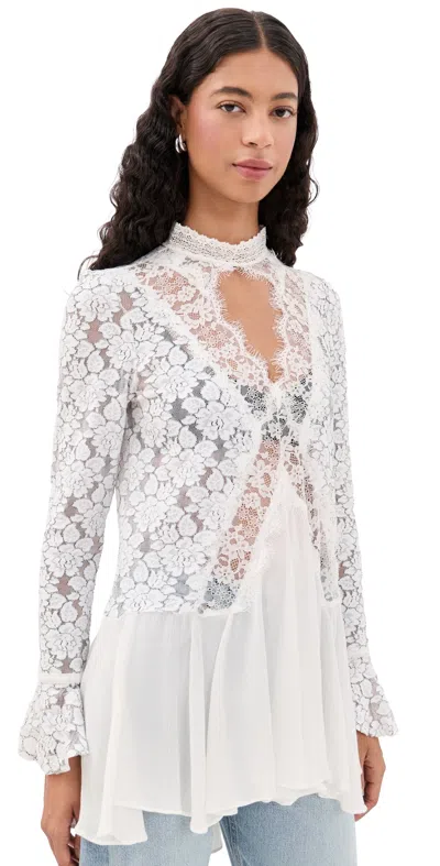 Free People First Crush Lace Tunic Top Ivory In White