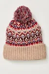 Free People First Frost Fairisle Pom Beanie In Ivory In Multi