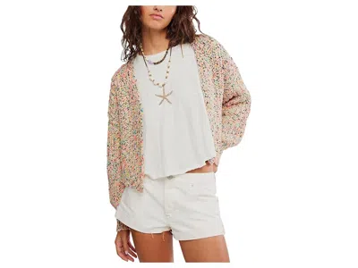 Free People Flea Market Cardi Women's Sweater Neon Sand Combo: Xl (women's 16) In Multi