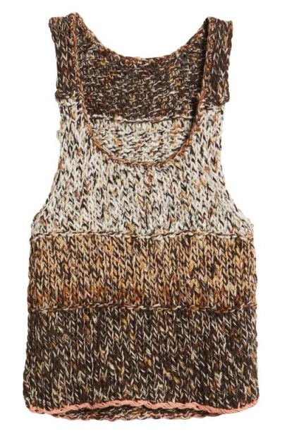 Free People Flea Market Crop Marled Cotton Blend Sweater In Brown