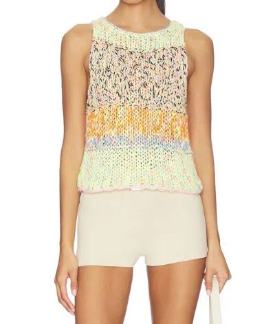 Free People Flea Market Knit Tank Top In Green Combo In Yellow