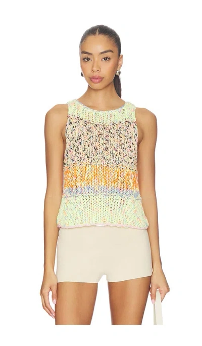 Free People Flea Market Knit Tank Top In Green Combo In Multi