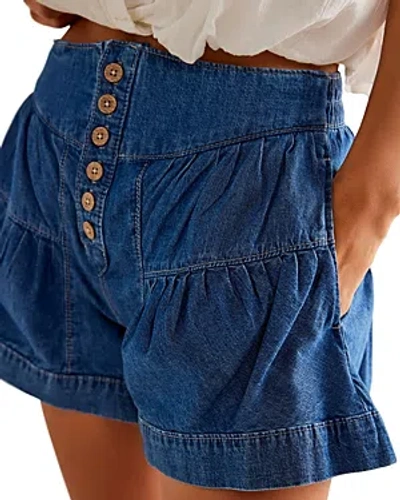 Free People Fleur Cotton Denim Shorts In Blue