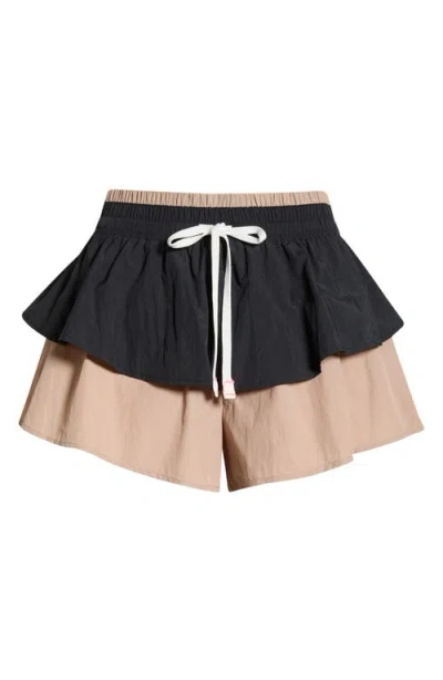 Free People Flex It High Rise Tiered Shorts In Black