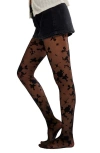Free People Flocked Floral Tights In Black