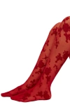 Free People Flocked Floral Tights In Red