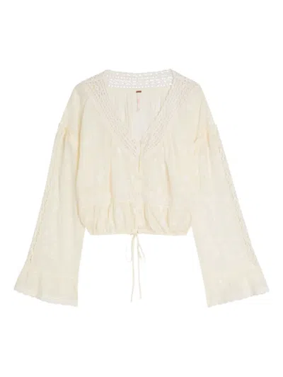 Free People Sweet Love Floral-embroidered Cotton Blouse In White
