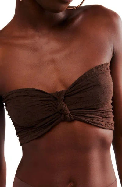 Free People Floral Frills Knotted Bandeau Bra In Hot Fudge