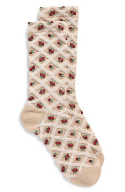 Free People Floral Jacquard Socks In Pink