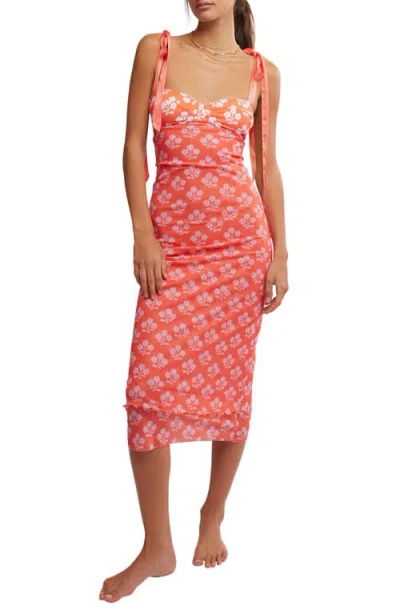 FREE PEOPLE FREE PEOPLE FLORAL LAYERED MESH SLIPDRESS
