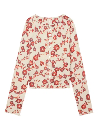 Free People Floral-print Button Top In Multi