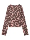 Free People Floral-print Long Sleeves Top In Burgundy