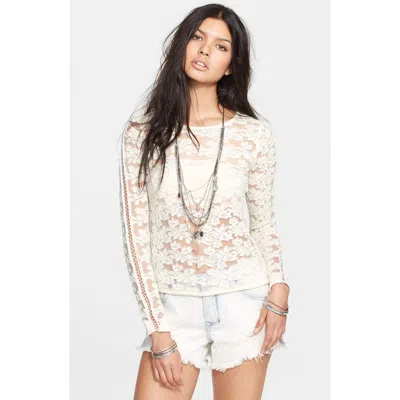 Free People Floral Textured Sheer Pullover In White