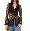 Free People Flower Fields Long Sleeve Shirtee In Black In Black