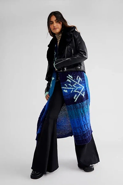 Pre-owned Free People Flurry Cardi Duster-m/l-$328 A614-20 In Blue