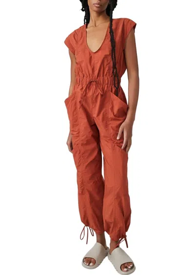 Free People Fly By Night Onesie In Red Earth In Pink