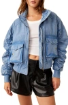 FREE PEOPLE FLYING HIGH COTTON & LINEN BOMBER JACKET