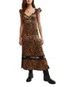 Free People Foolish Heart Midi Dress In Natural Animal Combo In Natural Combo