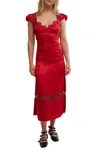 FREE PEOPLE FOOLISH HEART MIDI DRESS IN RED DAHLIA COMBO