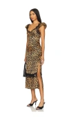 Free People Foolish Heart Midi Dress In Natural Animal Combo In Brown