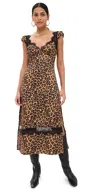 Free People Foolish Heart Midi Dress In Natural Animal Combo In Natural Combo