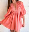 FREE PEOPLE FOR THE MOMENT MINI DRESS IN CORAL