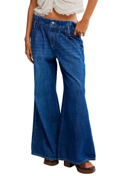 Free People Forager High Waist Superwide Leg Jeans In Blue