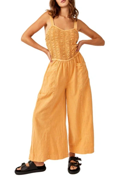 Free People Forever Always Cotton Wide Leg Jumpsuit In Melo Pearl