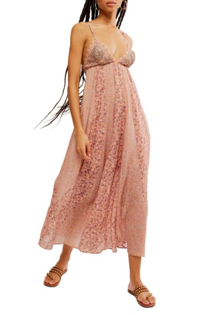 Free People Forever Time Sleeveless Midi Dress In Dusty Pink Combo