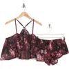 Free People Forget Me Not Cotton Blend Short Pajamas In Brown Combo